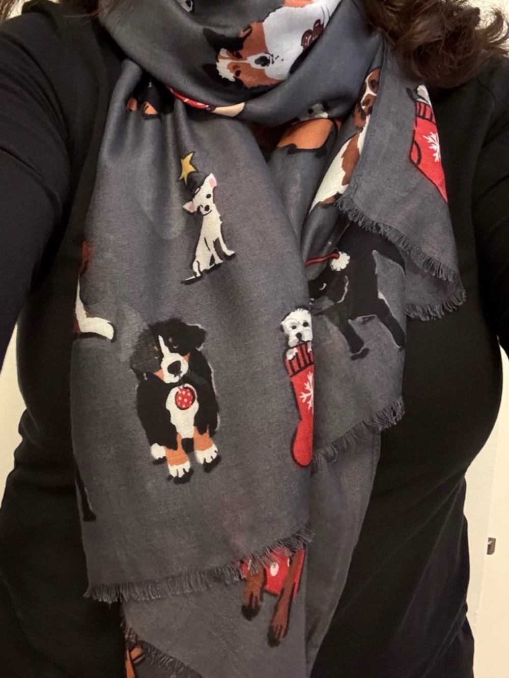 Vera Bradley holiday dogs lightweight scarf - Picture 8 of 12